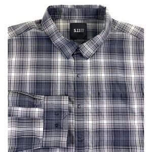 5.11 Tactical Men's Igor Snap Front Chest Pocket Cotton/Poly Gray Plaid Shirt XL